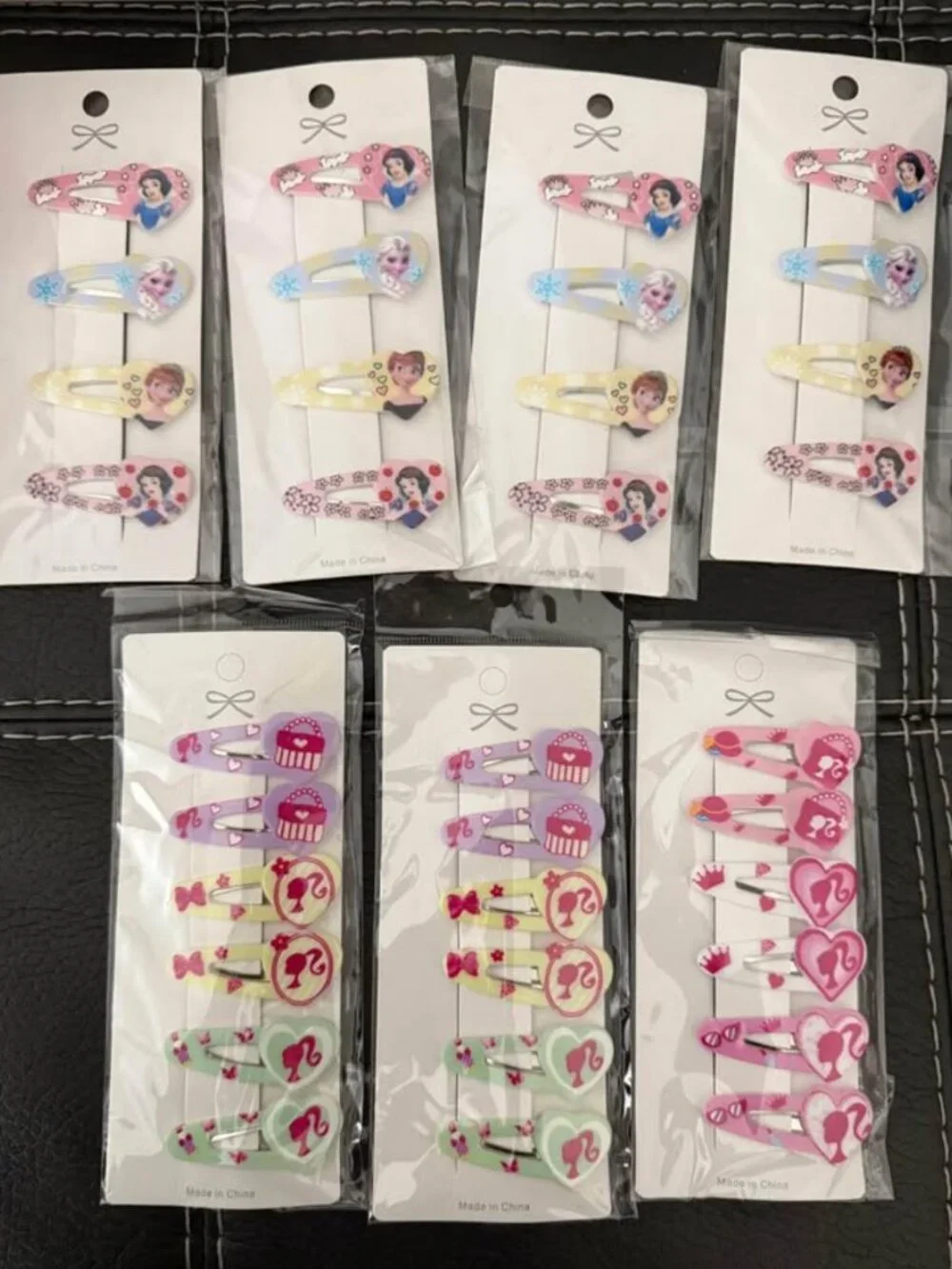 Disney Princess & Barbie hair clips - 7 sets for $30